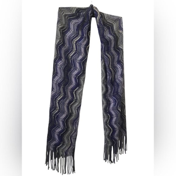 Missoni - Aztec Wave Zig Zag Long Fringe Scarf - Picture 3 of 7